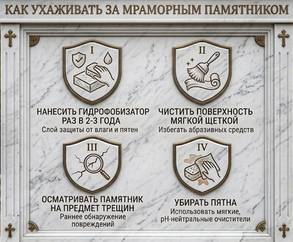 как ухаживать за мраморным памятником
